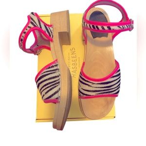 Swedish Hasbeens Zebra Neon Pink Sandals